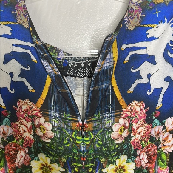 CLOVER CANYON UNICORN & FLORAL PRINT LONG SLEEVE BLOUSE SLIGHTLY SHEER SZ S - Picture 10 of 13